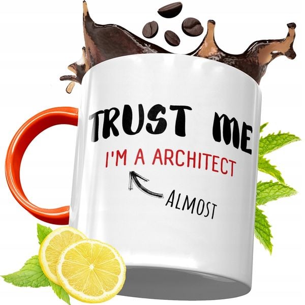 Kubek Pomarańczowy Dla Architekta Prezent Z Nadrukiem Ze Zdjęciem zdjęcie 1