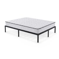 Łóżko z Materacem 140x200 cm Składane Metalowe Rama Łóżka Stelaż Czarne