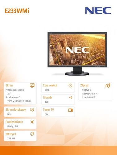 Monitor 23 E233WMi czarny W-LED DVI 1920x1080 na Arena.pl