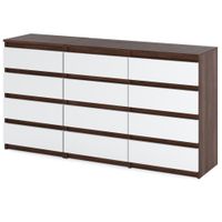 Komoda 12 Szuflad Pojemna Szafka Młodzieżowa Do Salonu 180cm Wenge Biały