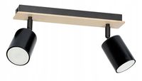 Lampa sufitowa kinkiet spot oprawa regulowana na 2x GU10 czarna i drewno