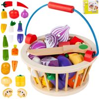 Drewniany Koszyk z Warzywami do Krojenia na Magnes