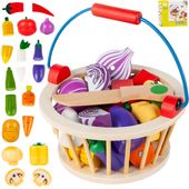 Drewniany Koszyk z Warzywami do Krojenia na Magnes