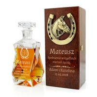 KARAFKA szkatułka PODKOWA podziękowania życzenia na urodziny + GRAWER