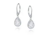 KLASYCZNE WISZĄCE RODOWANE SREBRNE KOLCZYKI ŁEZKI KROPLE BIAŁE CYRKONI