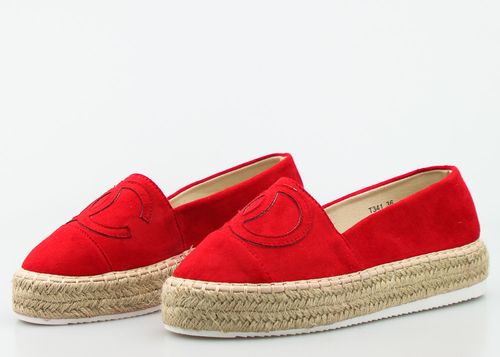 CZERWONE ESPADRYLE PLATFORMY MODNE ZAMSZ LOGO 41 na Arena.pl