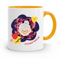 Kubek Żółty Dzień Babci Kochana Babcia! Prezent Z Nadrukiem Ze Zdjęciem