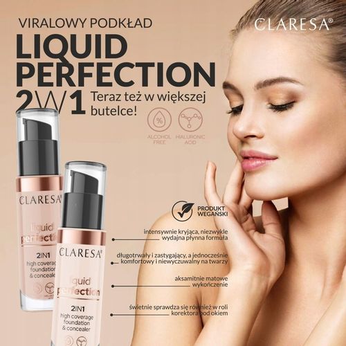 CLARESA 2W1 KOREKTOR I PODKŁAD KRYJĄCY LIQUID PERFECTION 102 WARM MEDIUM34G na Arena.pl