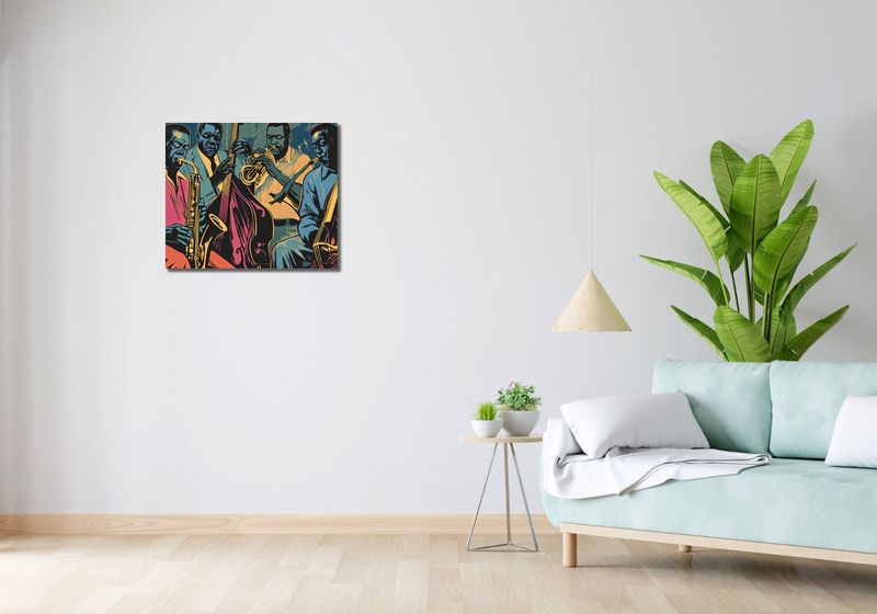 Obraz 60x50cm Jazzmani w Gazie zdjęcie 2