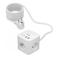 PRZEDŁUŻACZ KOSTKA ZASILAJĄCA 4 USB 3 GNIAZDA SMART LISTWA Huslog biały