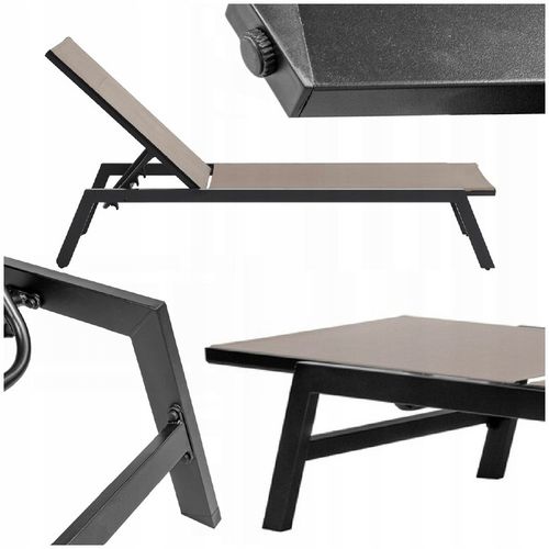 Leżak ogrodowy beżowy wygodny z aluminium rozkładany Leżanka na taras 60 cm na Arena.pl