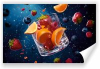 Fototapeta kuchenna PREMIUM STRUKTURA ZMYWALANA NA WYMIAR owoce z szklance