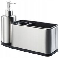 Dozownik KUCHENNY płynu do naczyń miejsce na gąbkę zmywak Stał szczotkowana