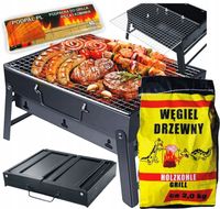 ZESTAW GRILL OGRODOWY WĘGLOWY TURYSTYCZNY |SKŁADANY |+ AKCESORIA DO GRILLA