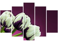 100CM 150CM OBRAZ 5 ELEM FIOLETOWE TULIPANY ŚCIENNY