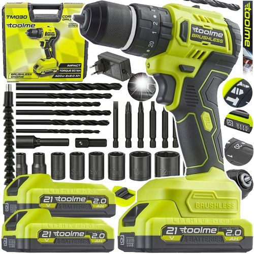 Wiertarko wkrętarka UDAROWA Bez szczotkowa aku 2x21V Li-ion tm030 na Arena.pl