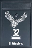 Skrzynka na listy pocztowa TWÓJ ADRES NUMER DOMU NAPIS NADRUK ANTRACYT