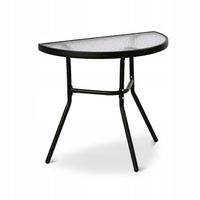 STOLIK ze SZKLANYM Blatem HARTOWANYM PÓŁOKRĄGŁY Metalowy BALKONOWY Tadar