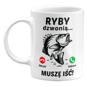KUBEK RYBY DZWONIĄ, MUSZĘ IŚĆ. PREZENT DLA WĘDKARZA, 330ML