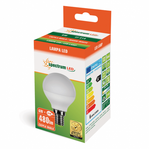Żarówka LED kulka E14 230V 6W ciepła WW WOJ13022 SPECTRUM na Arena.pl