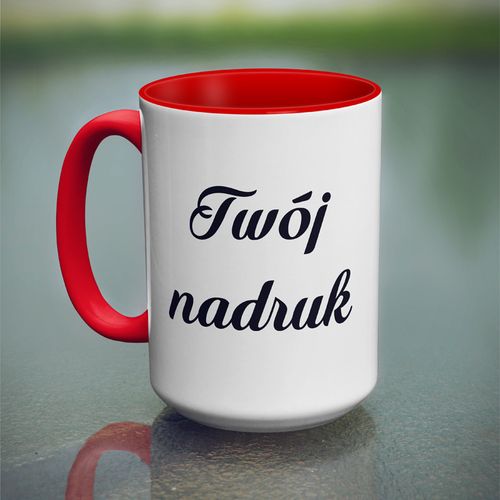 Duży kubek XXL z czerwonym wnętrzem i uszkiem z Twoim nadrukiem na Arena.pl