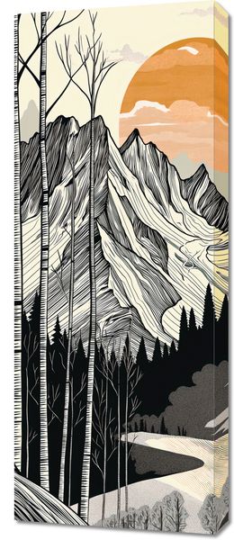 Obraz 40x100cm Drzeworys Górski zdjęcie 1