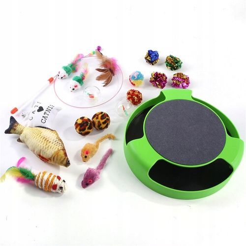 Zestaw 19 zabawek dla kota, drapak z myszą - idealne dla aktywnego na Arena.pl