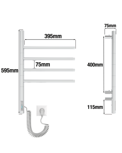 ELNA Grzejnik łazienkowy elektryczny Vertical 4 ruchome ramiona Chrome na Arena.pl