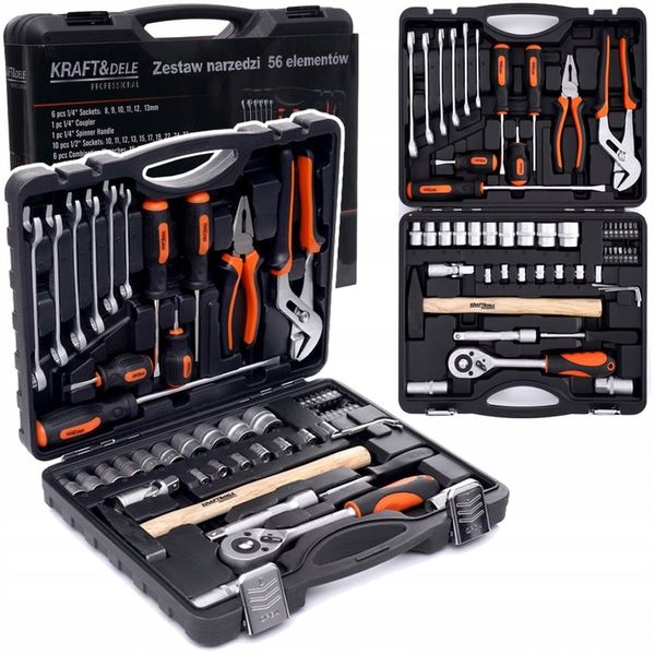 ZESTAW NARZĘDZI KLUCZY BITÓW CR-V WALIZKA 56 EL zdjęcie 1