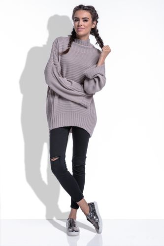 Sweter oversize F423 Beżowy UNI na Arena.pl