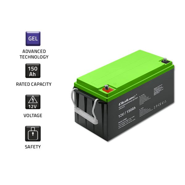 Qoltec Akumulator żelowy 12V 150Ah GEL zdjęcie 3