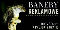 oczkowany BANER REKLAMOWY druk PLANDEKA 100x50 cm z laminatem płynnym