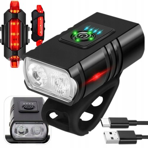 LAMPKA ROWEROWA PRZEDNIA I TYLNA LED MOCNA AKUMULATOROWA DO ROWERU ZESTAW na Arena.pl
