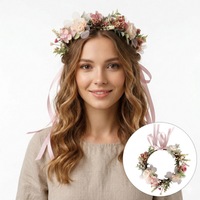 wianek, opaska do włosów z kwiatów, delikatny wianuszek boho w106