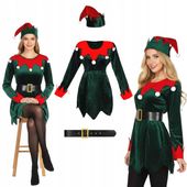 Kostium ELFKA zielony damski ŚWIĘTA Wigilia strój skrzat POMOCNIK
