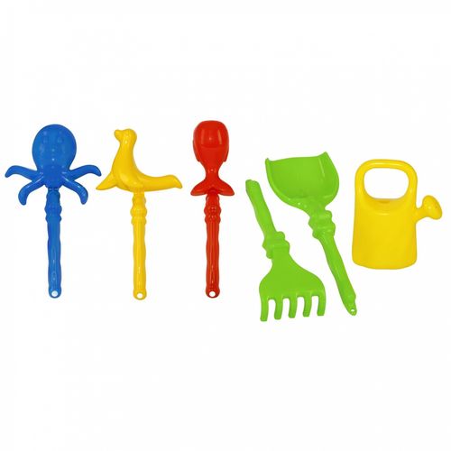 ZESTAW DO PIASKU GRABKI, ŁOPATKA, FOREMKI, KONEWKA 6SZT na Arena.pl