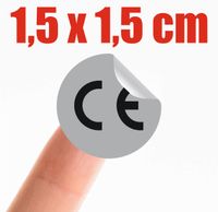 SZARA Naklejka Certyfikowane Oznaczenie CE 1,5 cm 5 szt