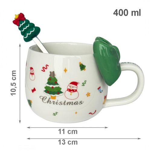 kubek świąteczny z kokardą - zestaw w pudełku z łyżeczką 400 ml kb25zie na Arena.pl