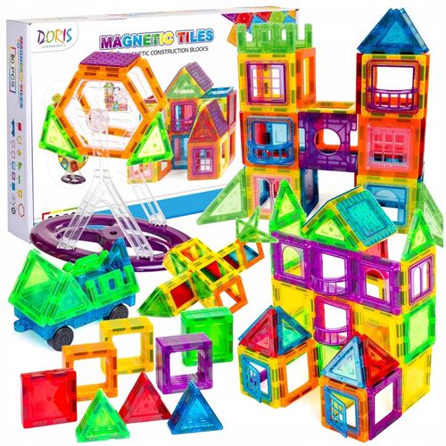 KLOCKI MAGNETYCZNE 3D budynki pojazdy podwozie ZESTAW 80 el Magnetic Tiles na Arena.pl