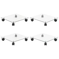 Podstawki pod doniczki, na kółkach, 4 szt., 35x35 cm, szklane