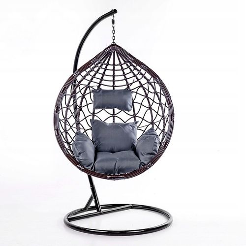 FOTEL OGRODOWY WISZĄCY KOKON DUŻY KOSZ VEGAS Z PODSTAWĄ PODUSZKA SZARA na Arena.pl