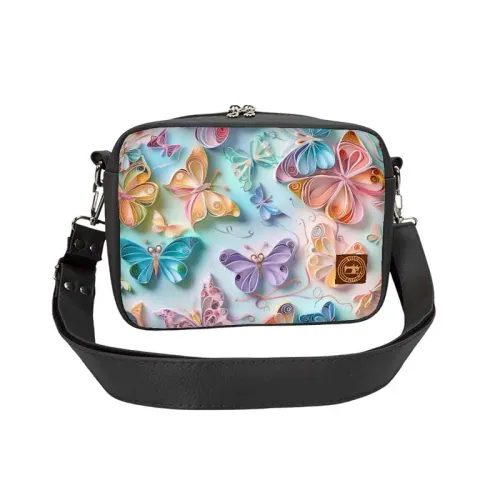 Torebka Motyle Kolorowe - Modna Torebka Prostokątna Kolor ekoskóry - czarny na Arena.pl