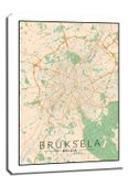 Bruksela mapa kolorowa - obraz na płótnie 50x70 cm