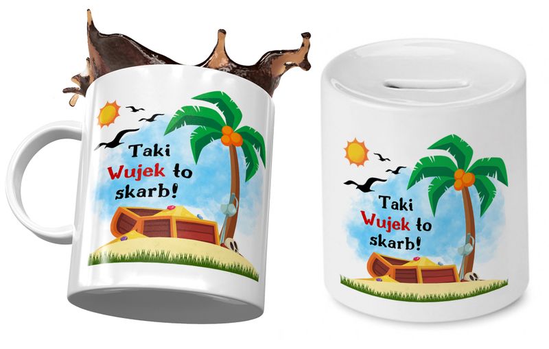 Dla Wujka Zestaw Kubek + Skarbonka Na Prezent Z Nadrukiem Ze Zdjęciem zdjęcie 1