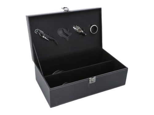 Elegancki Zestaw do Wina w Czarnej Walizce na 2 butelki Box Prezentowy na Arena.pl