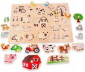 MONTESSORI UKŁADANKA ZWIERZĄTKA FARMA DREWNIANE PUZZLE Z UCHWYTAMI LELIN