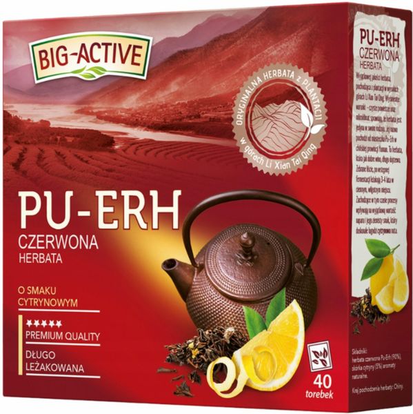 BIG-ACTIVE HERBATA CZERWONA PU-ERH CYTRYNOWA 40TB zdjęcie 1