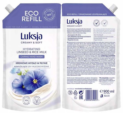 luksja kremowe mydło w płynie len i mleczko ryżowe 900 ml na Arena.pl