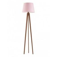 Lampa podłogowa CURACAO abażur jasny różowy stelaż mahoniowy