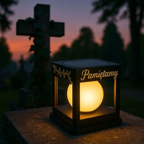 Znicz solarny LED wieczny lampion NA GRÓB statuetka CMENTARZ dekoracja na Arena.pl